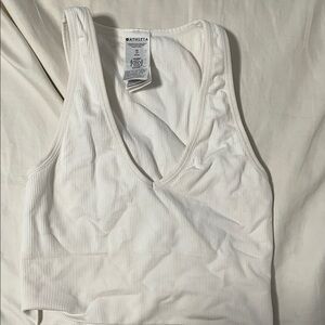 Athleta Women's White Ribbed Sports Bra